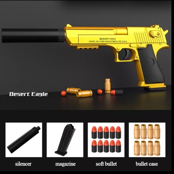 Toy 🎯🔫Gold Desert Eagle 50cal style Shell Ejection (Soft Bullet) Toy Gun - Picture 4 of 15